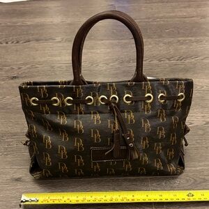 Dooney & Bourke Signature brown monogram canvas & leather handbag from 1990s
